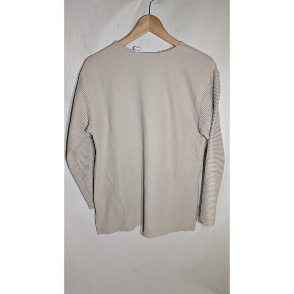 Nordstrom Womens Crewneck Sweater Sz L Ribbed Textured Beige Classic elevated - Picture 4 of 6